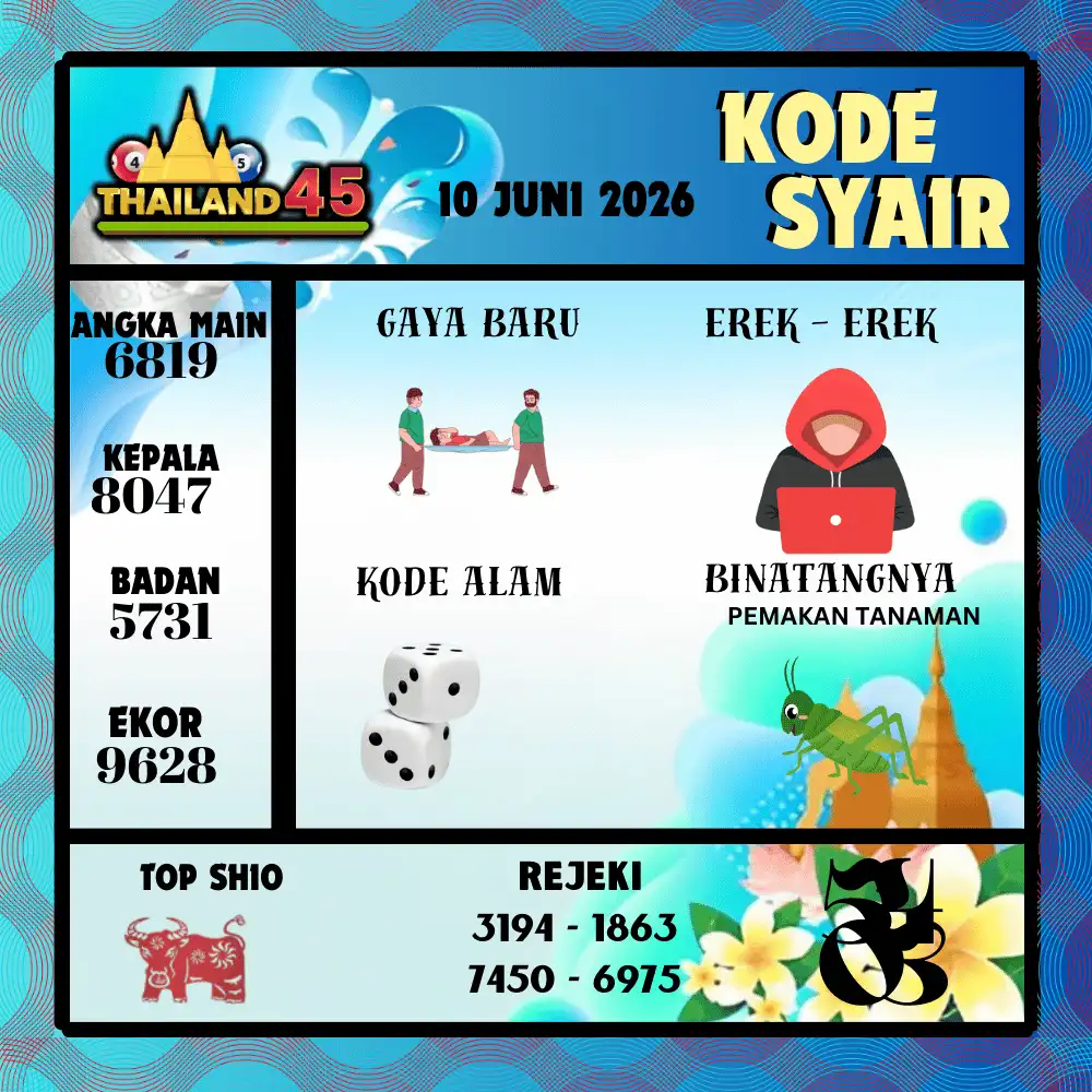 Kode Syair Thailand45  Pools - Juni 2026
