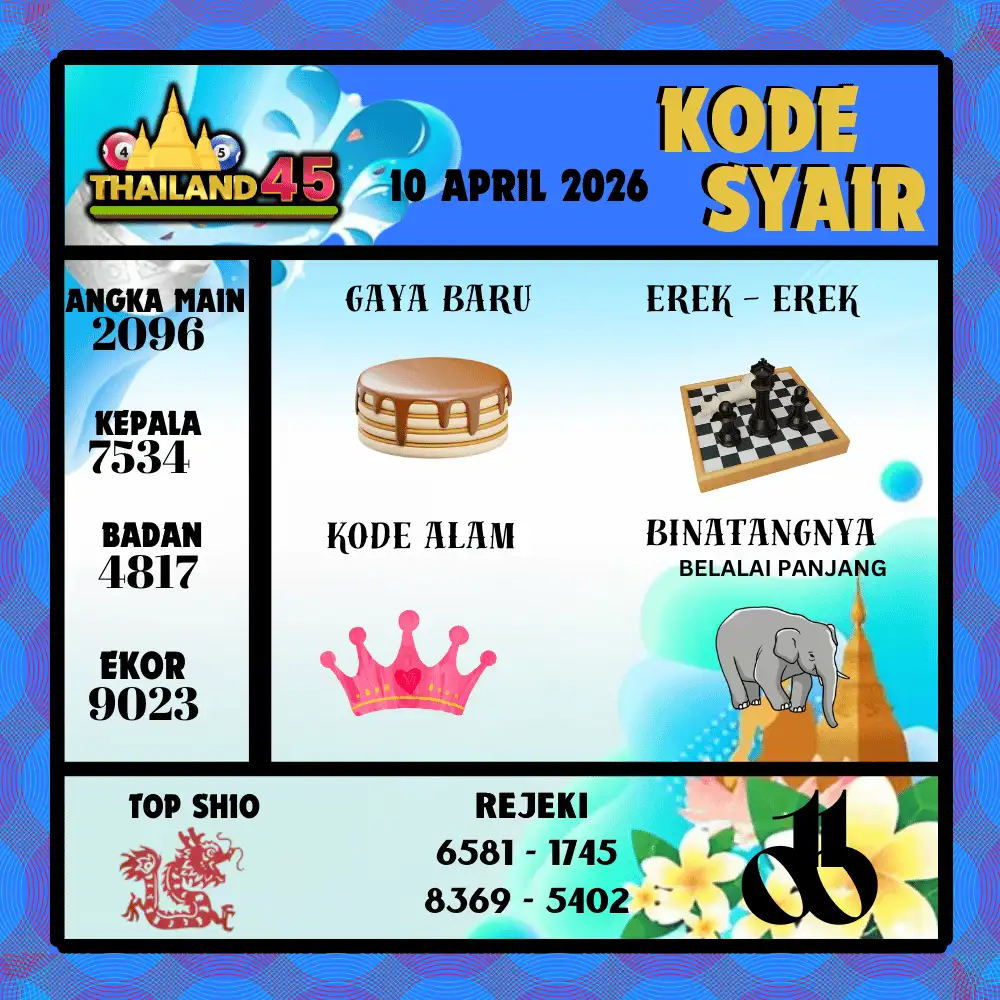 Kode Syair Thailand45  Pools - April 2026
