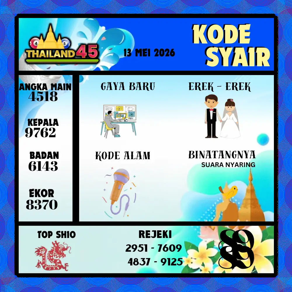 Kode Syair Thailand45  Pools - Mei 2026

