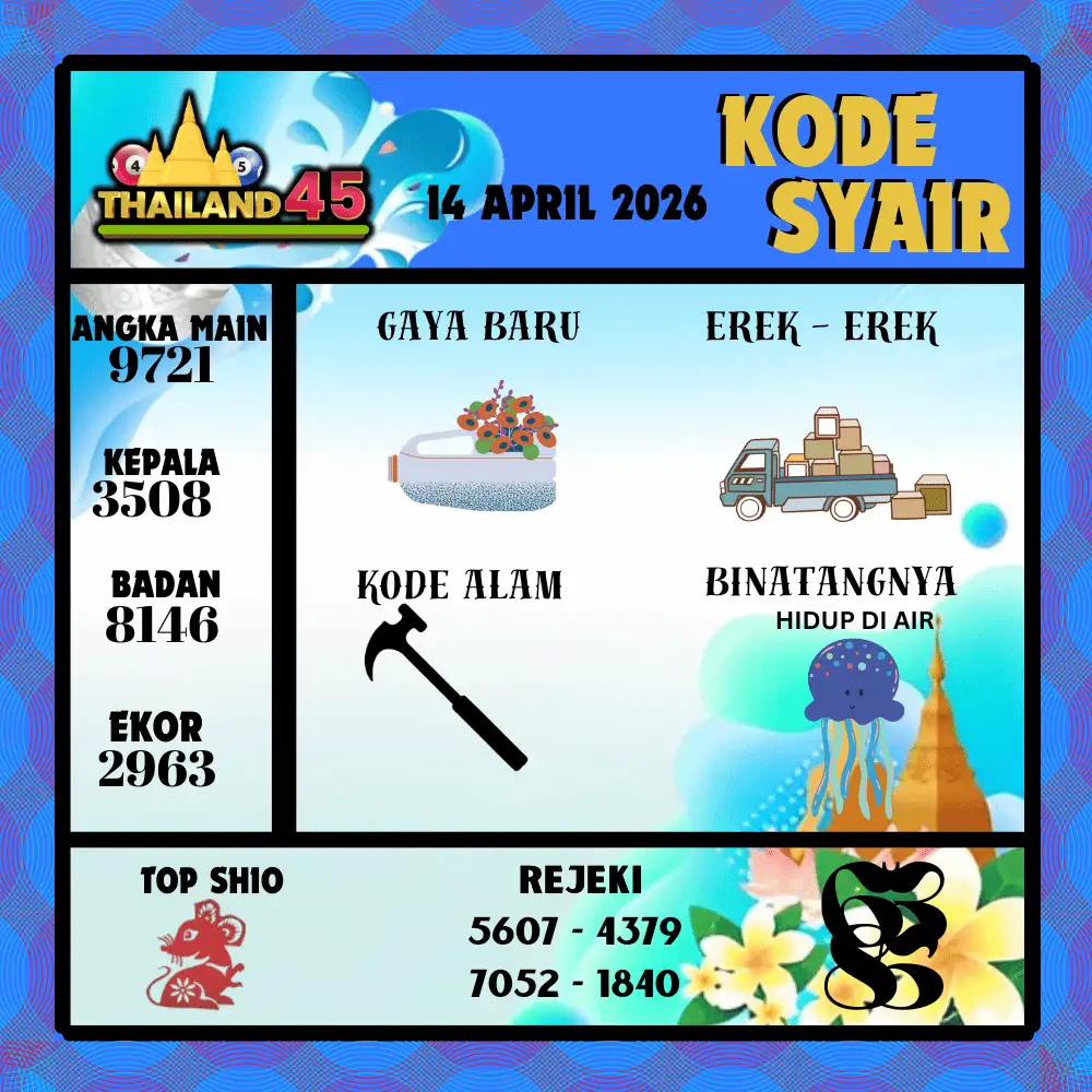 Kode Syair Thailand45  Pools - April 2026
