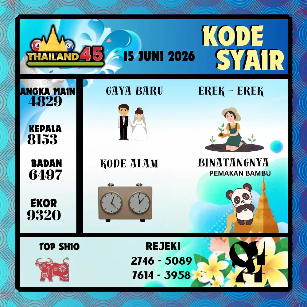 Kode Syair Thailand45  Pools - Juni 2026
