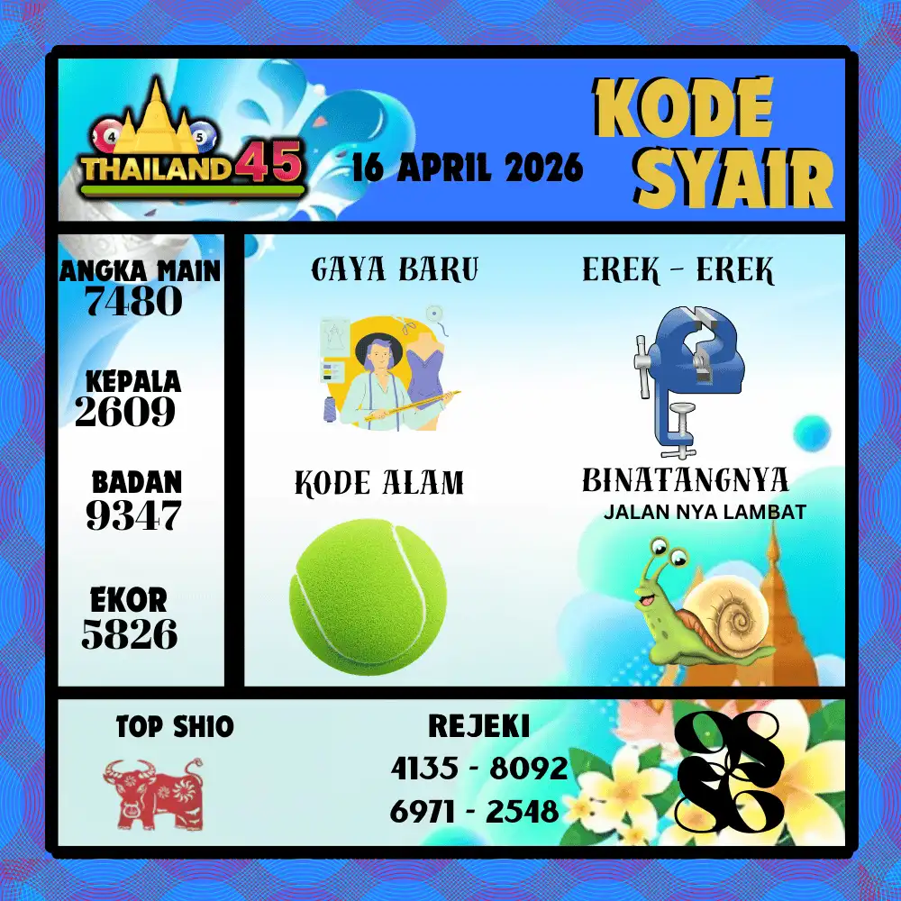 Kode Syair Thailand45  Pools - April 2026
