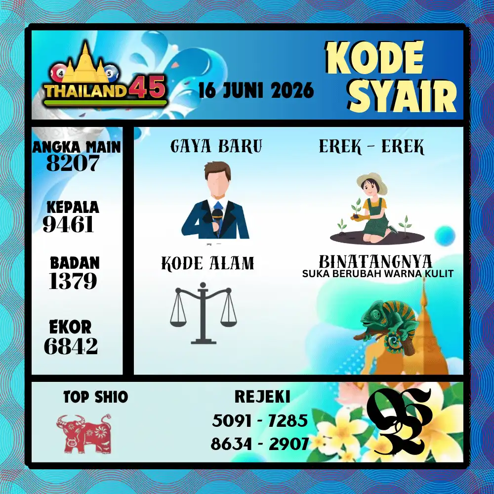 Kode Syair Thailand45  Pools - Juni 2026
