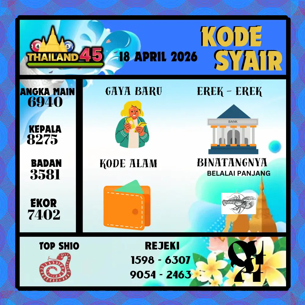 Kode Syair Thailand45  Pools - April 2026
