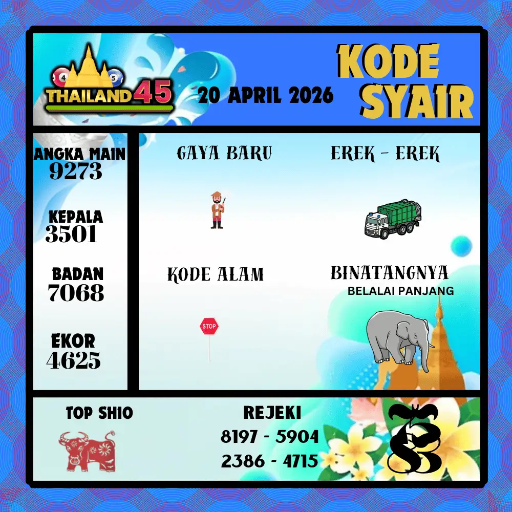Kode Syair Thailand45  Pools - April 2026
