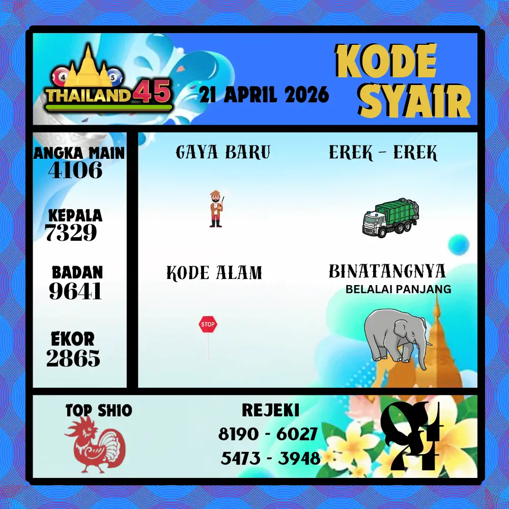Kode Syair Thailand45  Pools - April 2026
