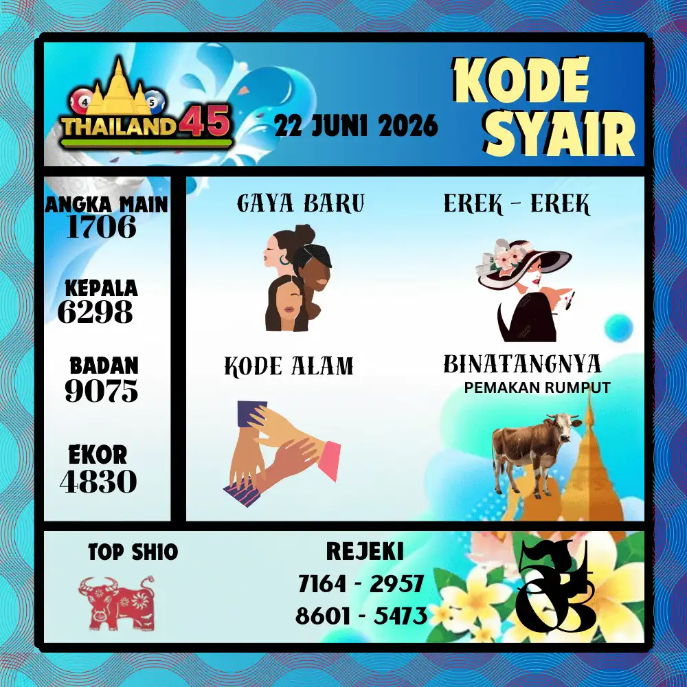 Kode Syair Thailand45  Pools - Juni 2026
