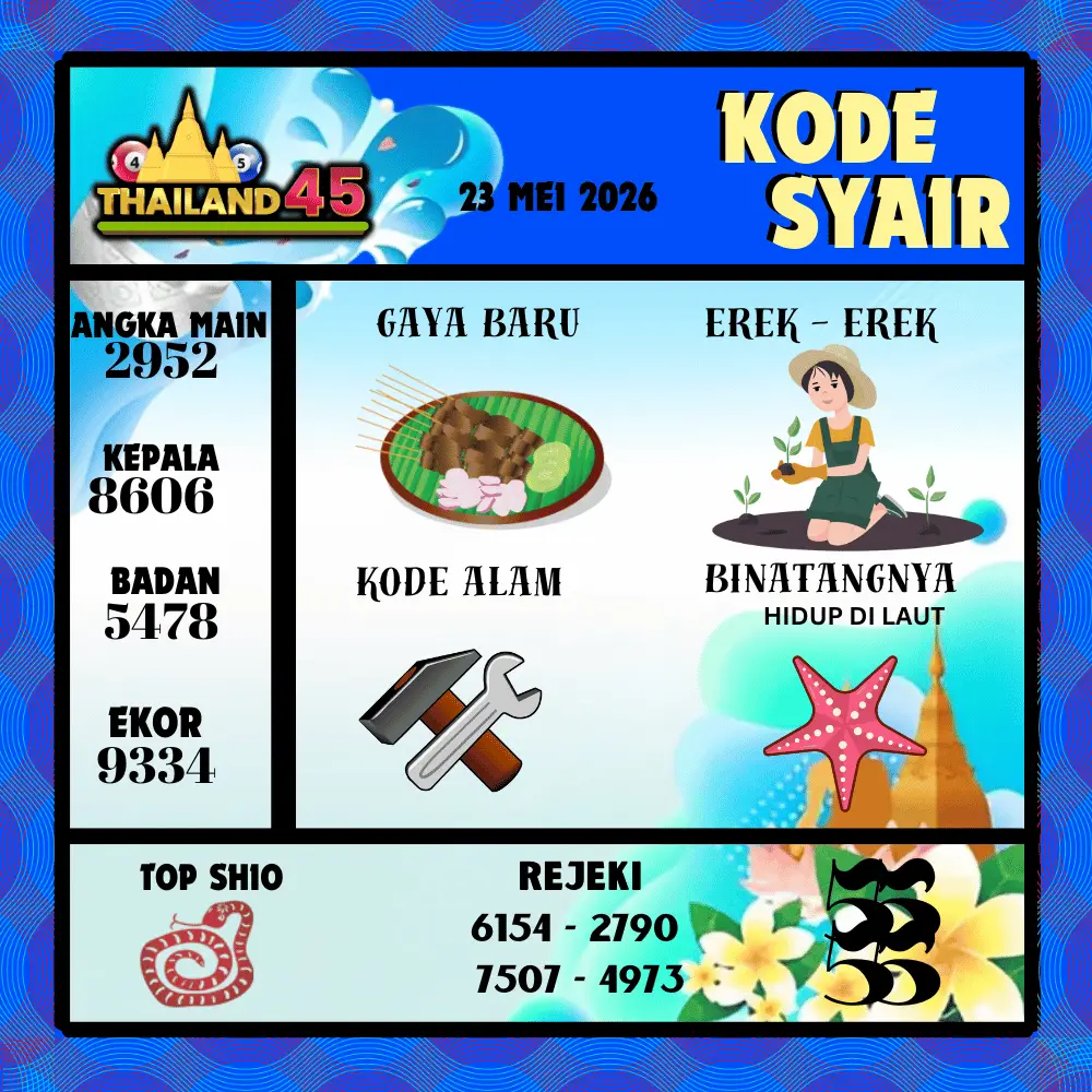 Kode Syair Thailand45  Pools - Mei 2026
