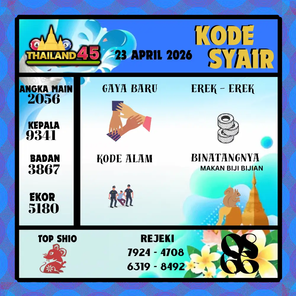 Kode Syair Thailand45  Pools - April 2026
