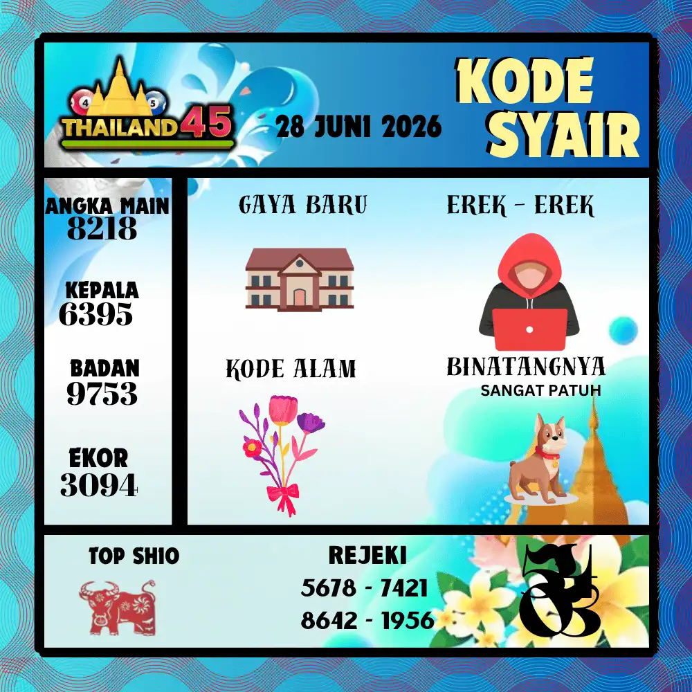 Kode Syair Thailand45  Pools - Juni 2026
