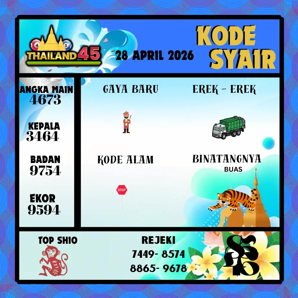 Kode Syair Thailand45  Pools - April 2026
