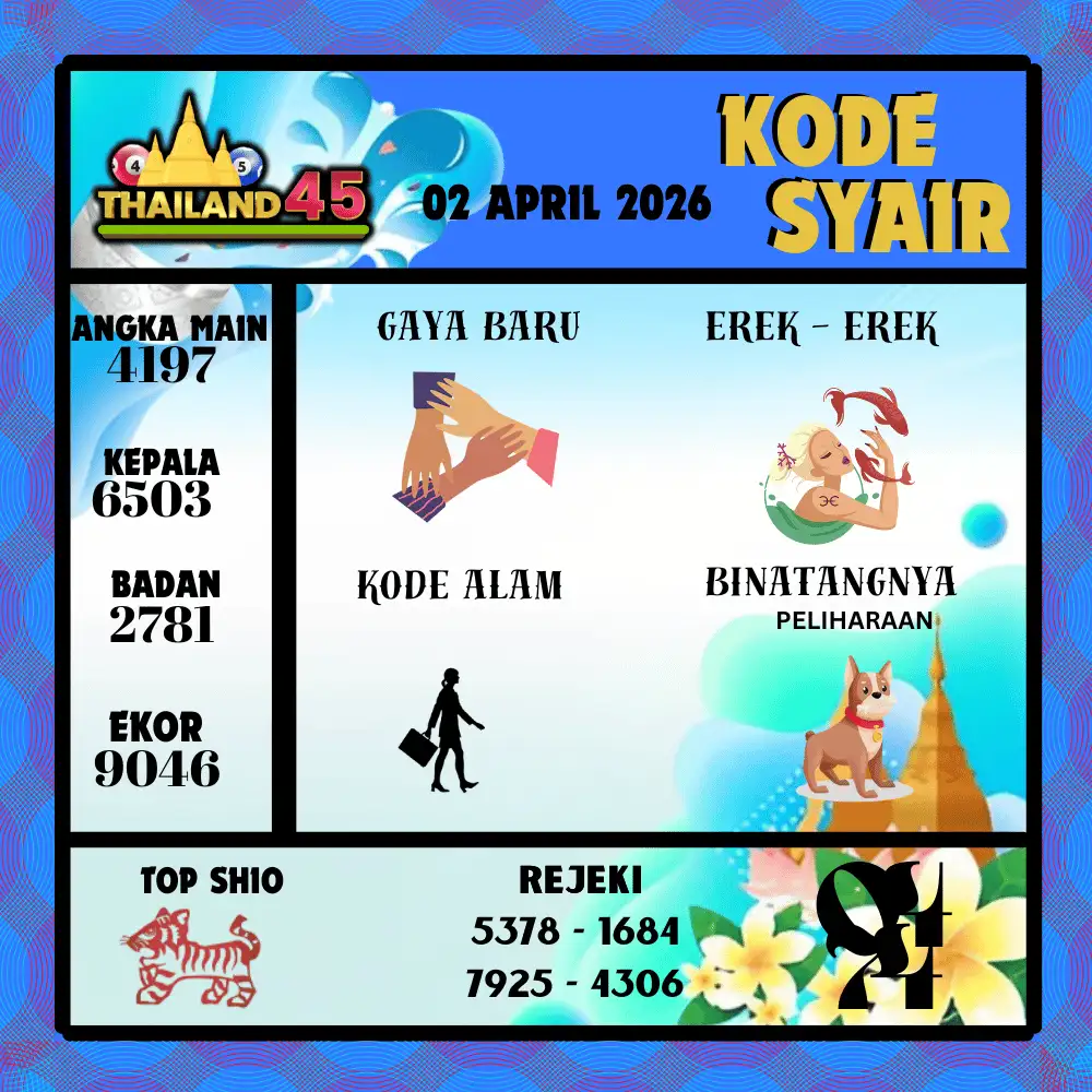 Kode Syair Thailand45  Pools - April 2026
