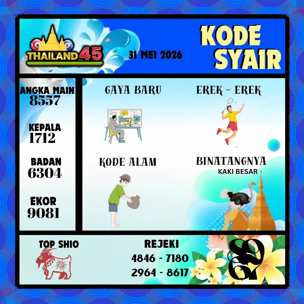 Kode Syair Thailand45  Pools - Mei 2026
