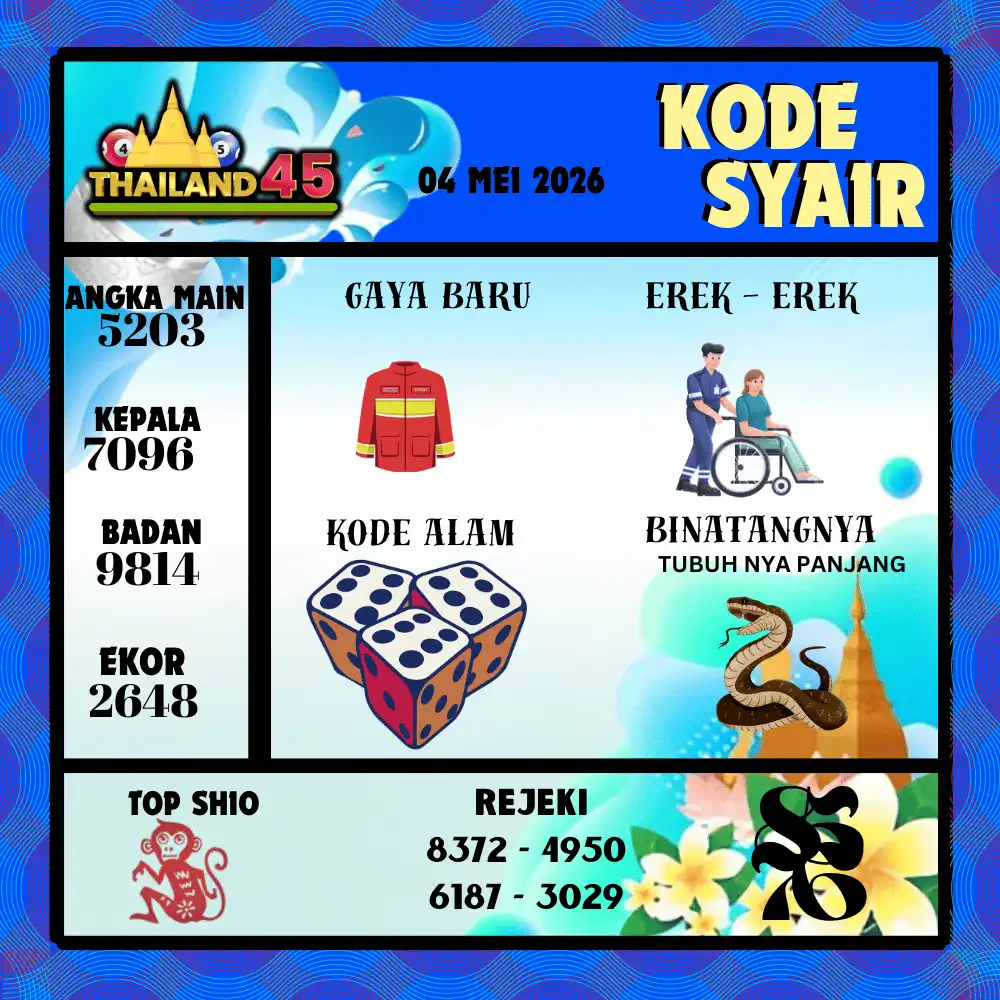 Kode Syair Thailand45  Pools - Mei 2026
