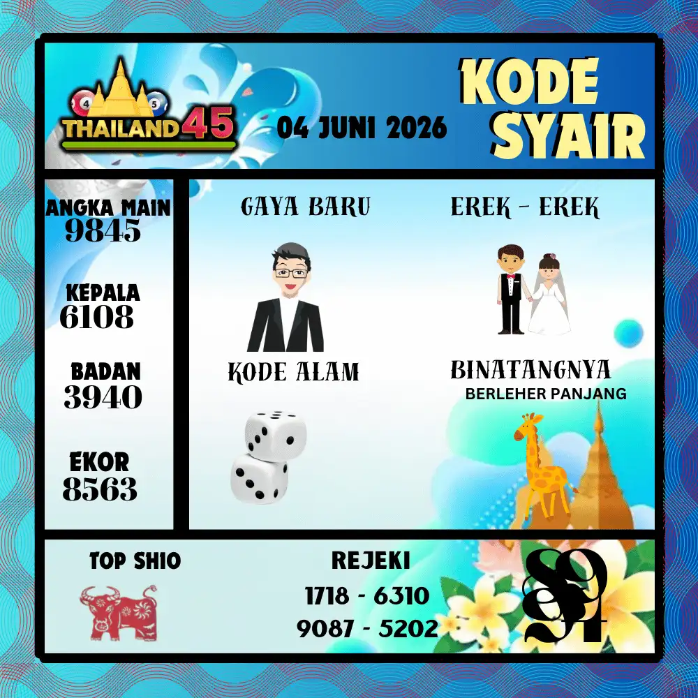 Kode Syair Thailand45  Pools - Juni 2026
