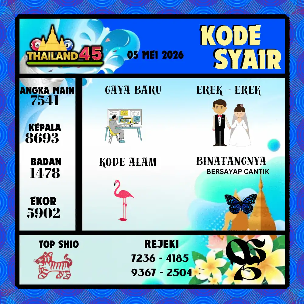 Kode Syair Thailand45  Pools - Mei 2026
