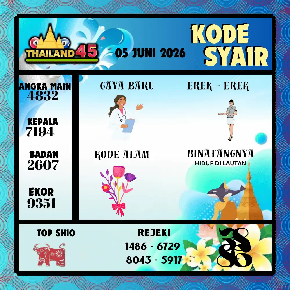 Kode Syair Thailand45  Pools - Juni 2026
