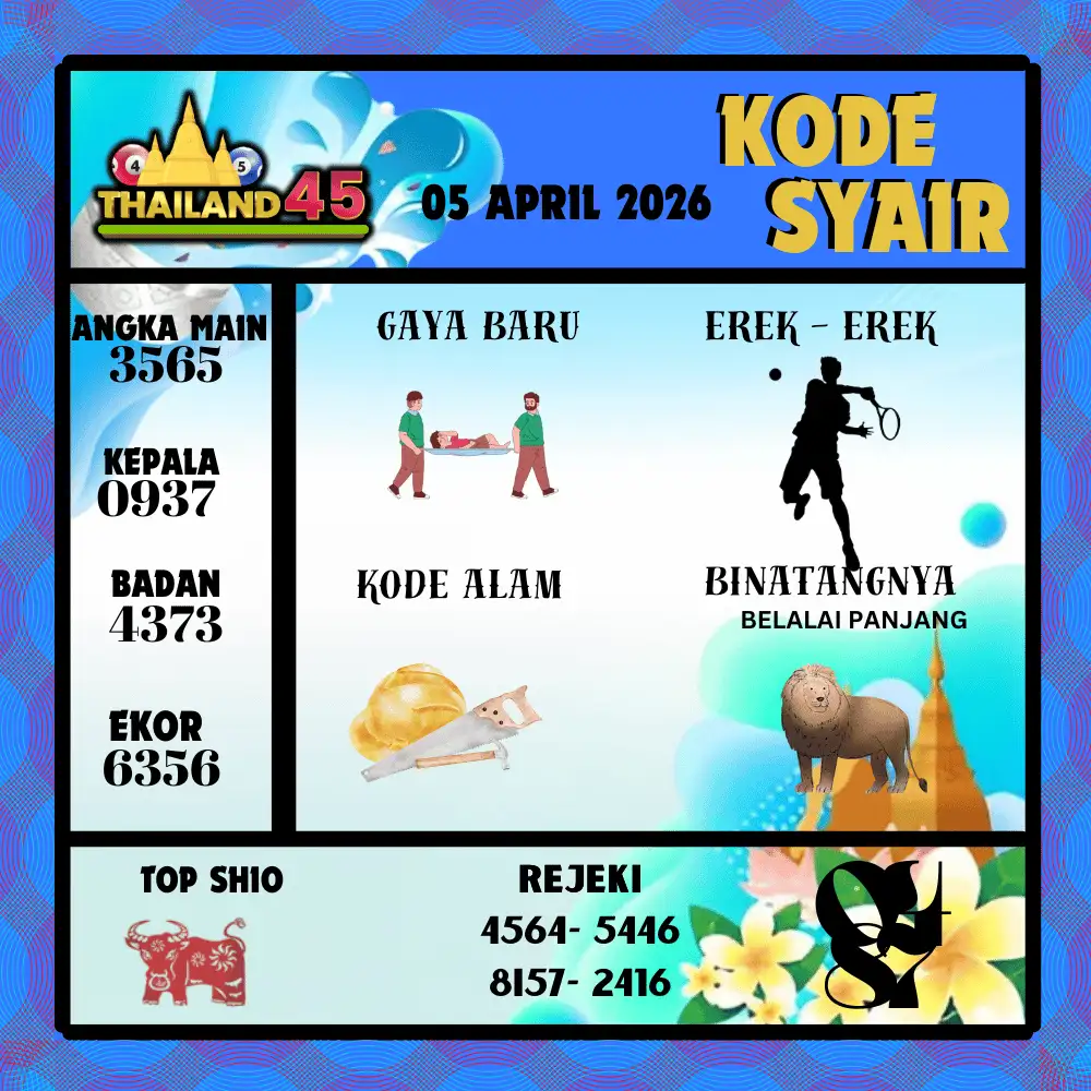 Kode Syair Thailand45  Pools - April 2026
