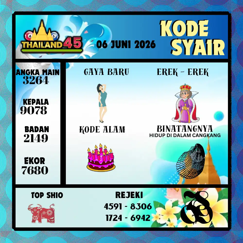 Kode Syair Thailand45  Pools - Juni 2026
