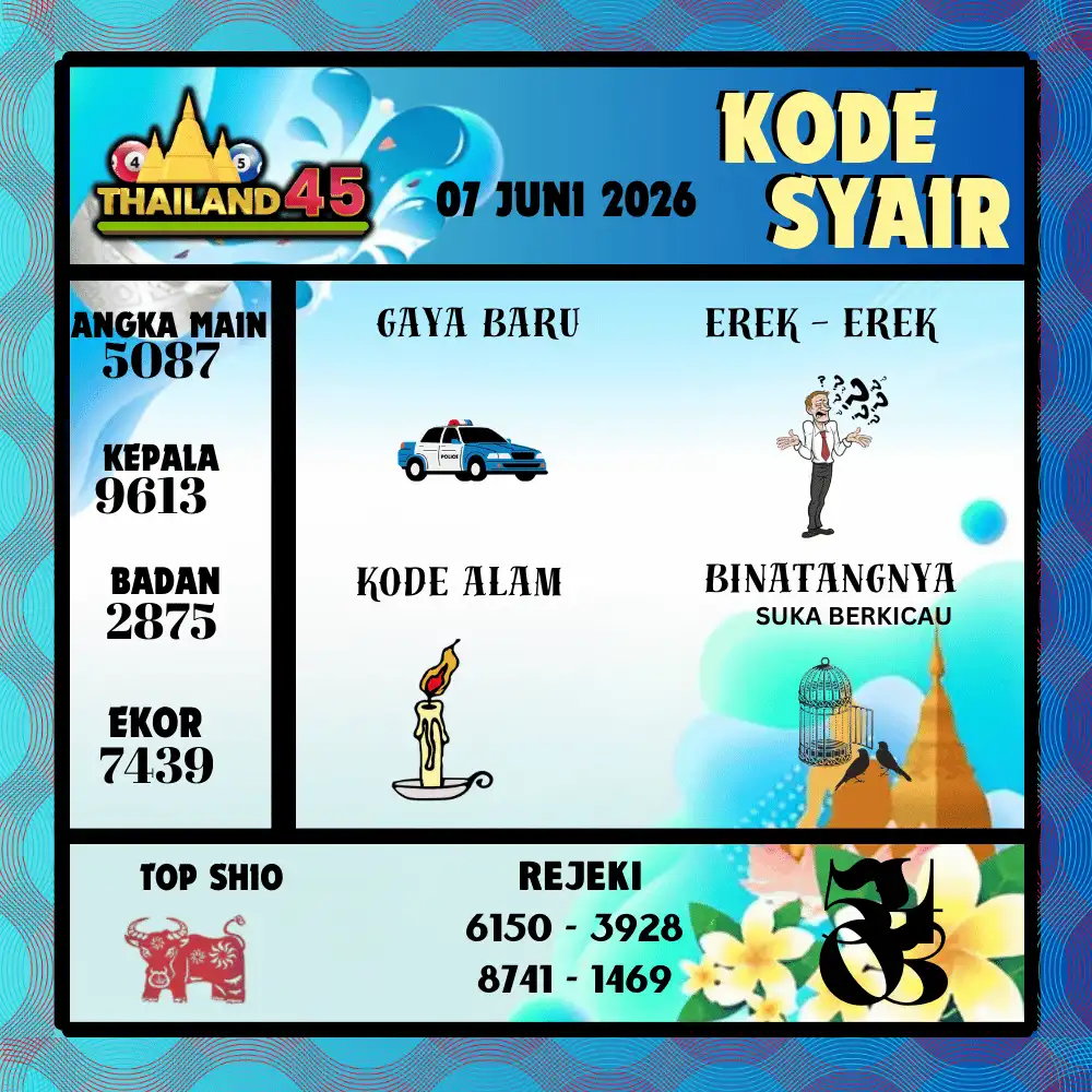 Kode Syair Thailand45  Pools - Juni 2026
