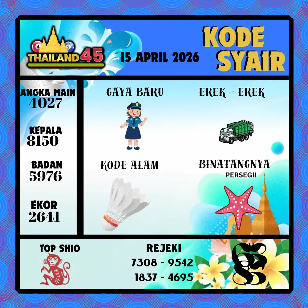 Kode Syair Thailand45  Pools - April 2026
