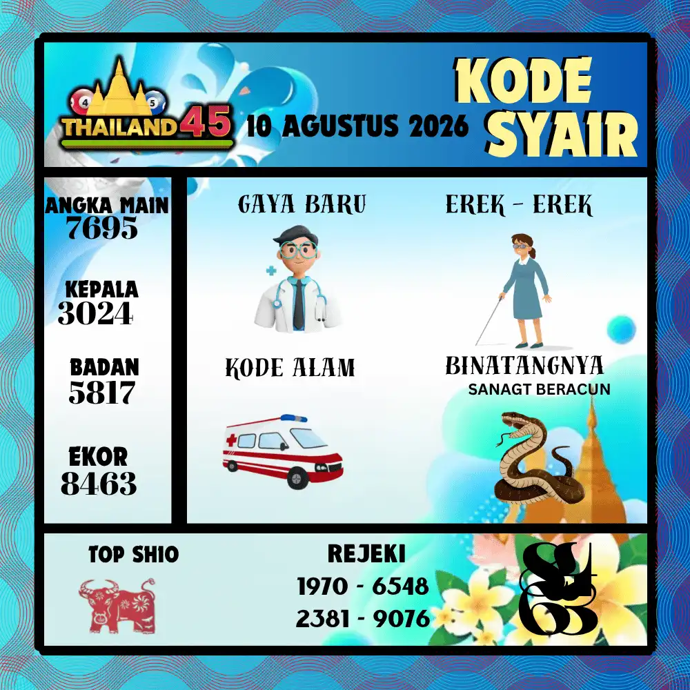 Kode Syair Thailand45  Pools - Agustus 2026
