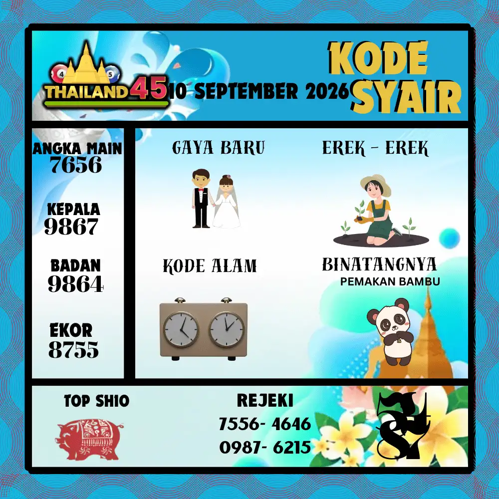 Kode Syair Thailand45  Pools - September 2026
