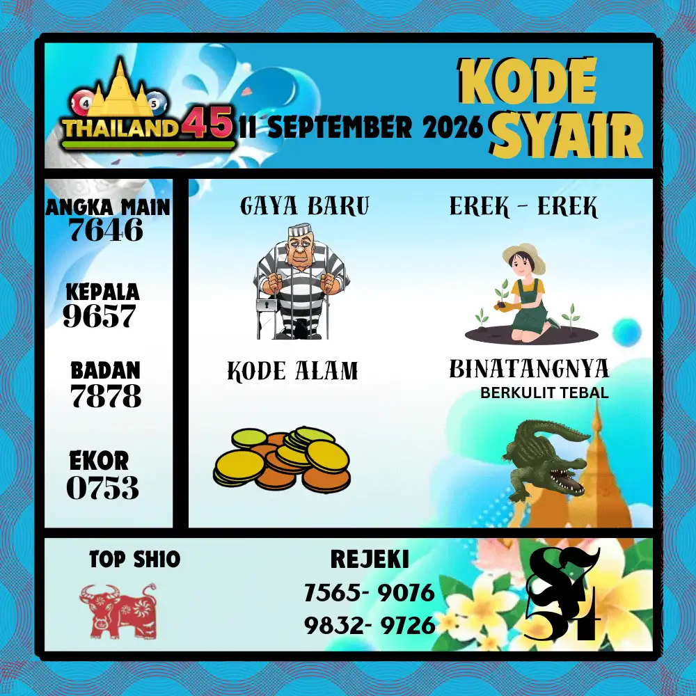 Kode Syair Thailand45  Pools - September 2026
