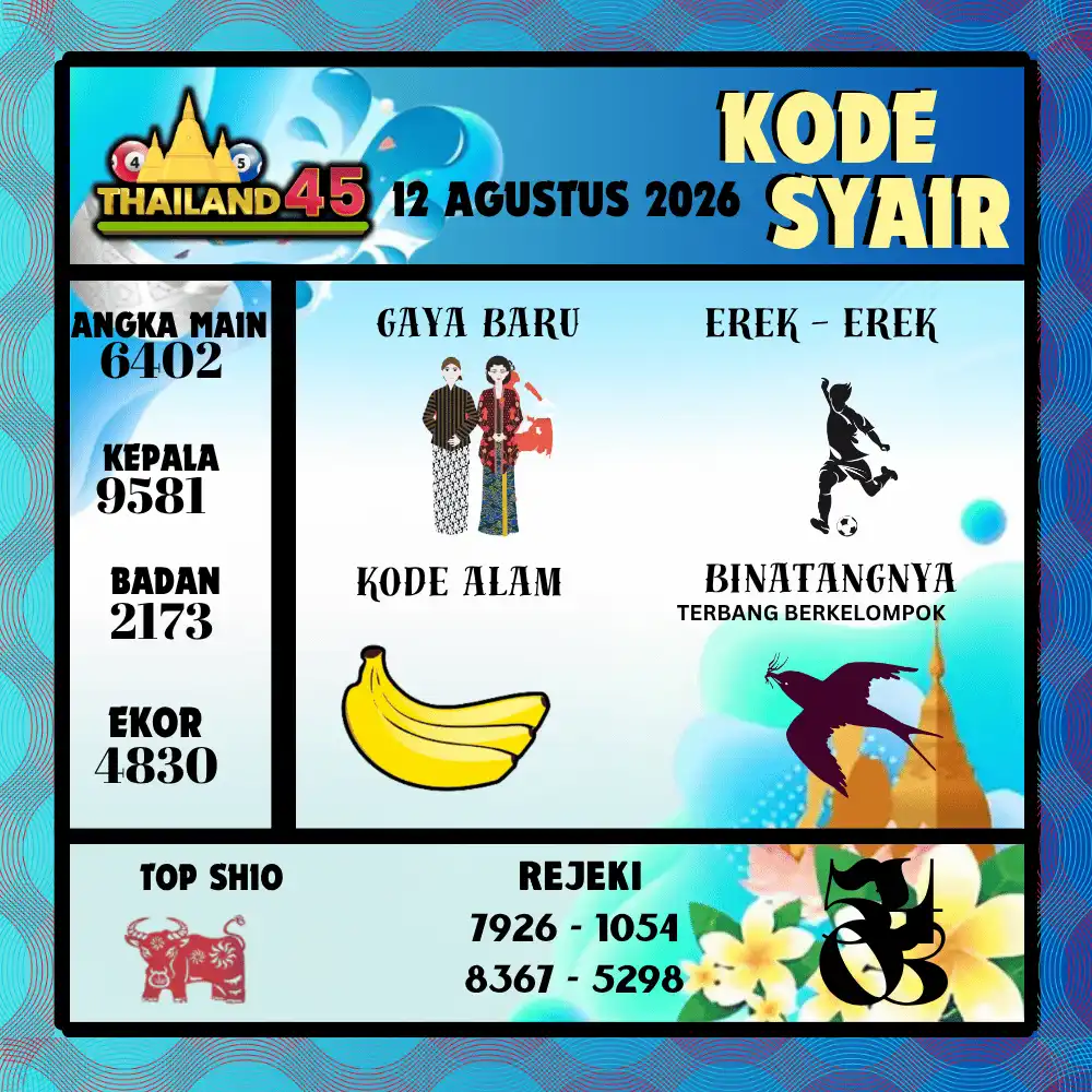Kode Syair Thailand45  Pools - Agustus 2026
