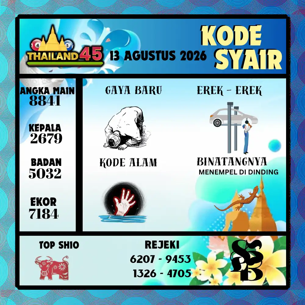 Kode Syair Thailand45  Pools - Agustus 2026
