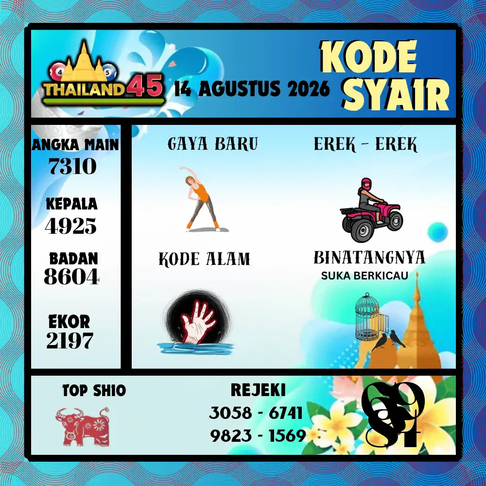 Kode Syair Thailand45  Pools - Agustus 2026
