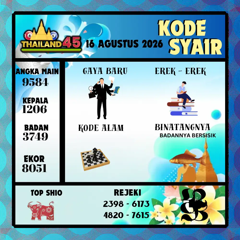 Kode Syair Thailand45  Pools - Agustus 2026
