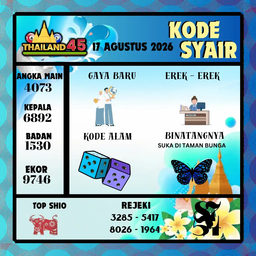 Kode Syair Thailand45  Pools - Agustus 2026
