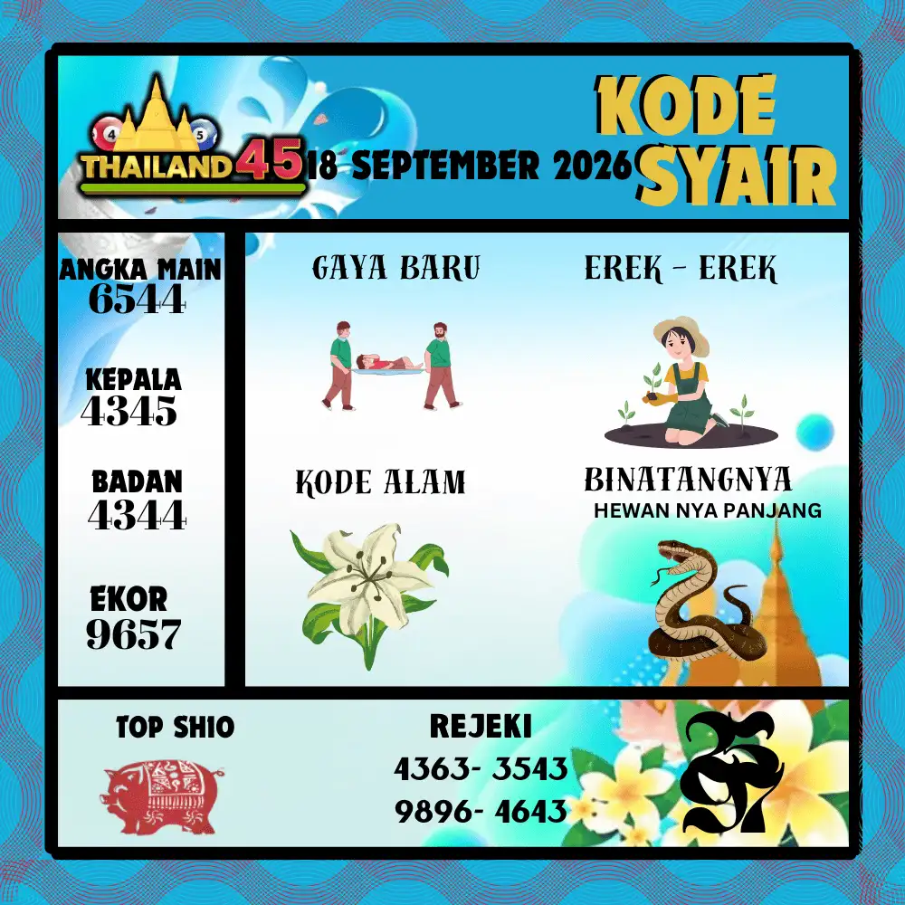 Kode Syair Thailand45  Pools - September 2026
