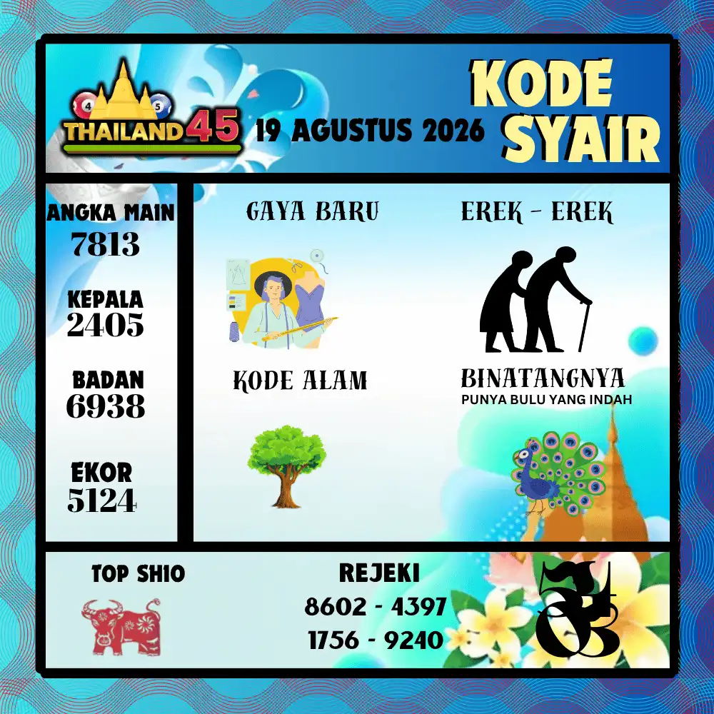 Kode Syair Thailand45  Pools - Agustus 2026
