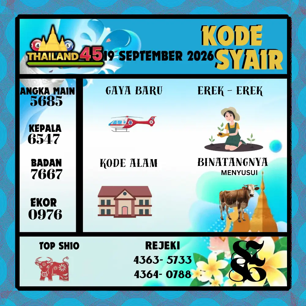 Kode Syair Thailand45  Pools - September 2026
