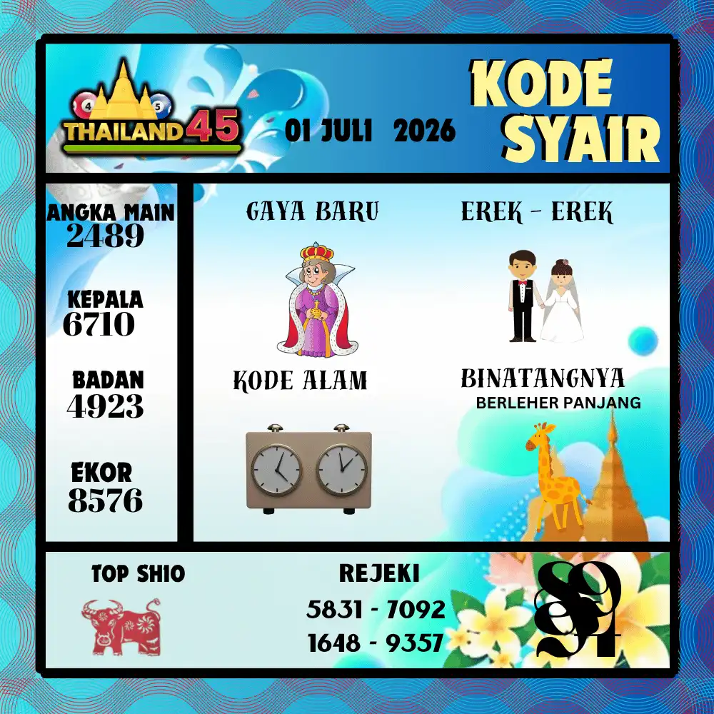 Kode Syair Thailand45  Pools - Juli 2026
