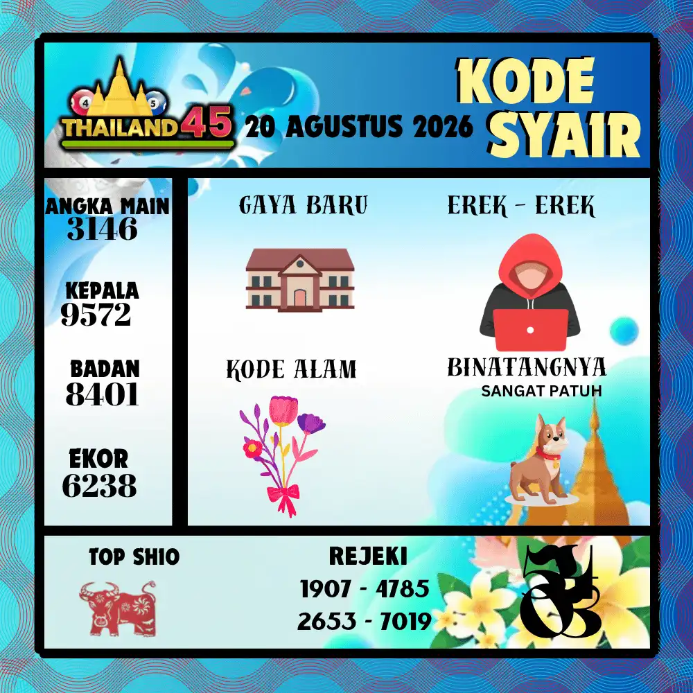 Kode Syair Thailand45  Pools - Agustus 2026
