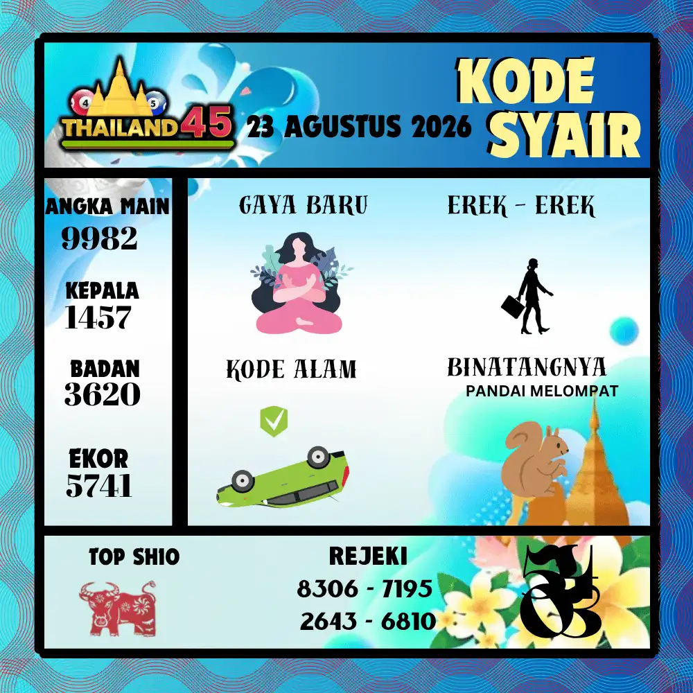 Kode Syair Thailand45  Pools - Agustus 2026
