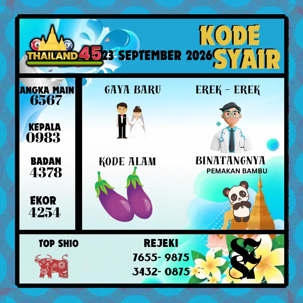 Kode Syair Thailand45  Pools - September 2026
