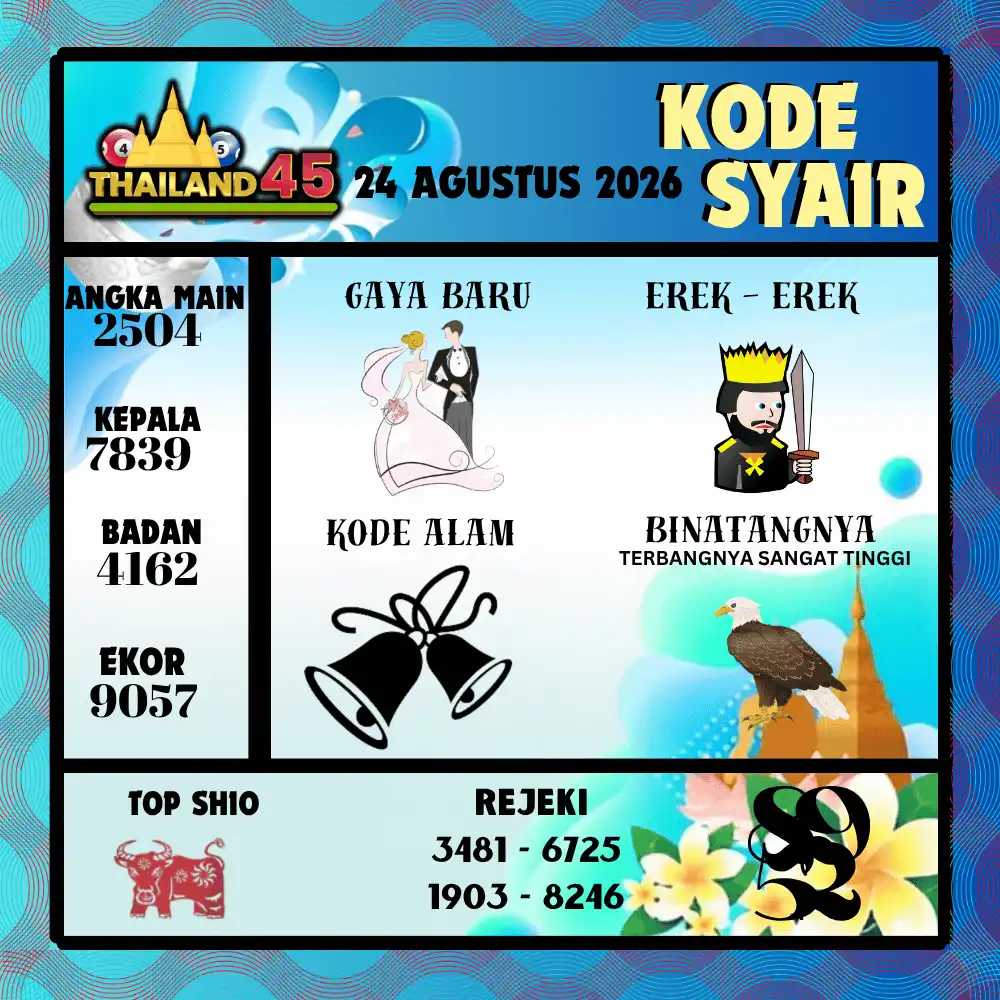Kode Syair Thailand45  Pools - Agustus 2026
