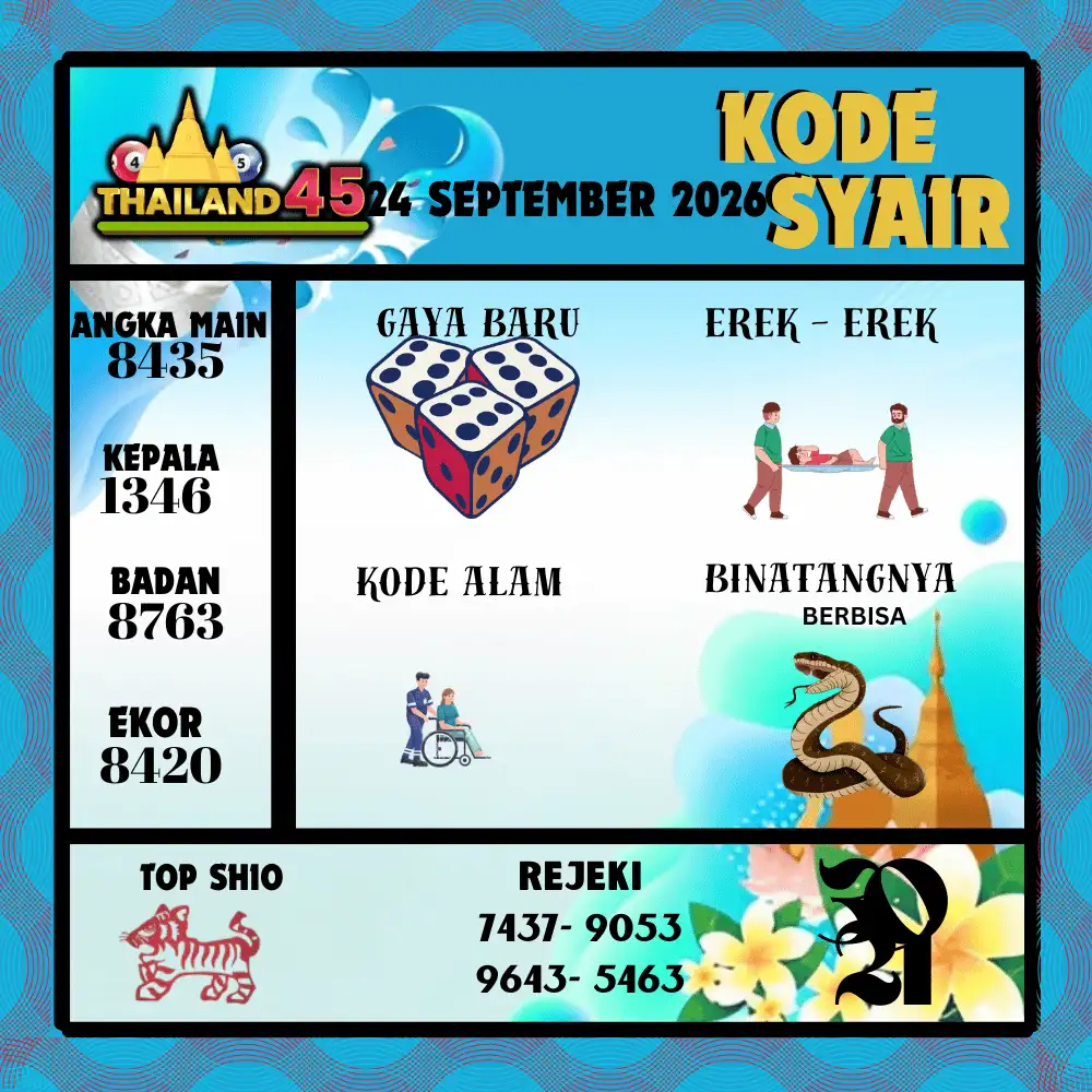 Kode Syair Thailand45  Pools - September 2026
