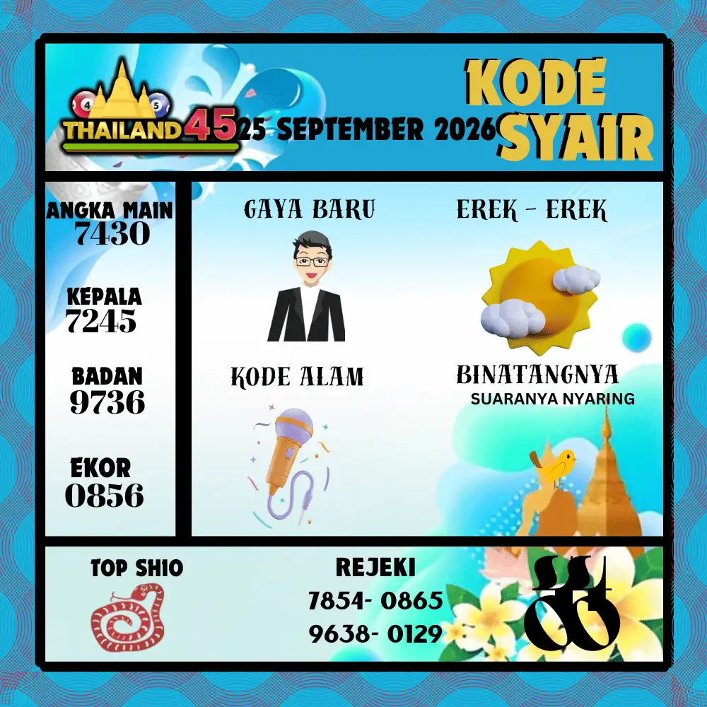 Kode Syair Thailand45  Pools - September 2026
