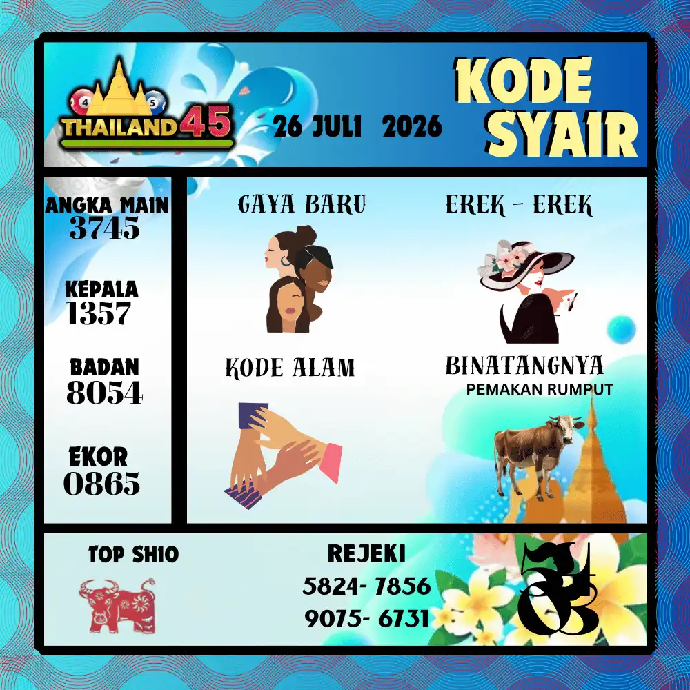 Kode Syair Thailand45  Pools - Juli 2026
