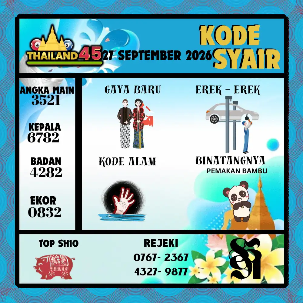 Kode Syair Thailand45  Pools - September 2026
