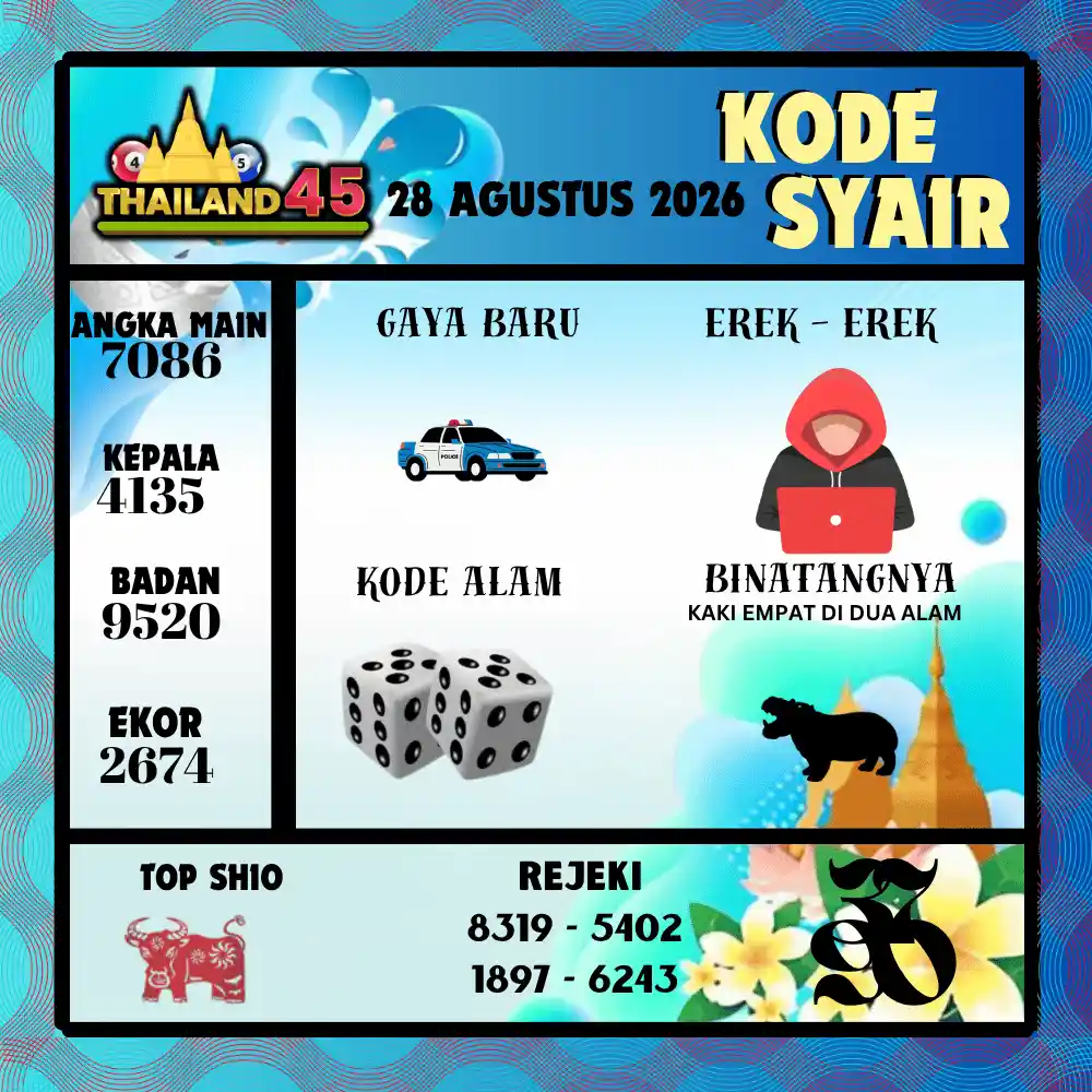 Kode Syair Thailand45  Pools - Agustus 2026

