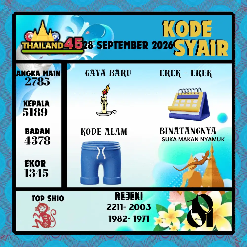 Kode Syair Thailand45  Pools - September 2026
