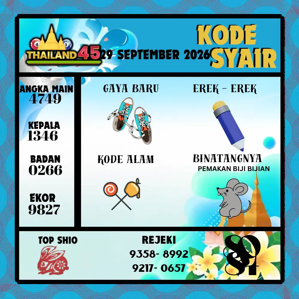 Kode Syair Thailand45  Pools - September 2026
