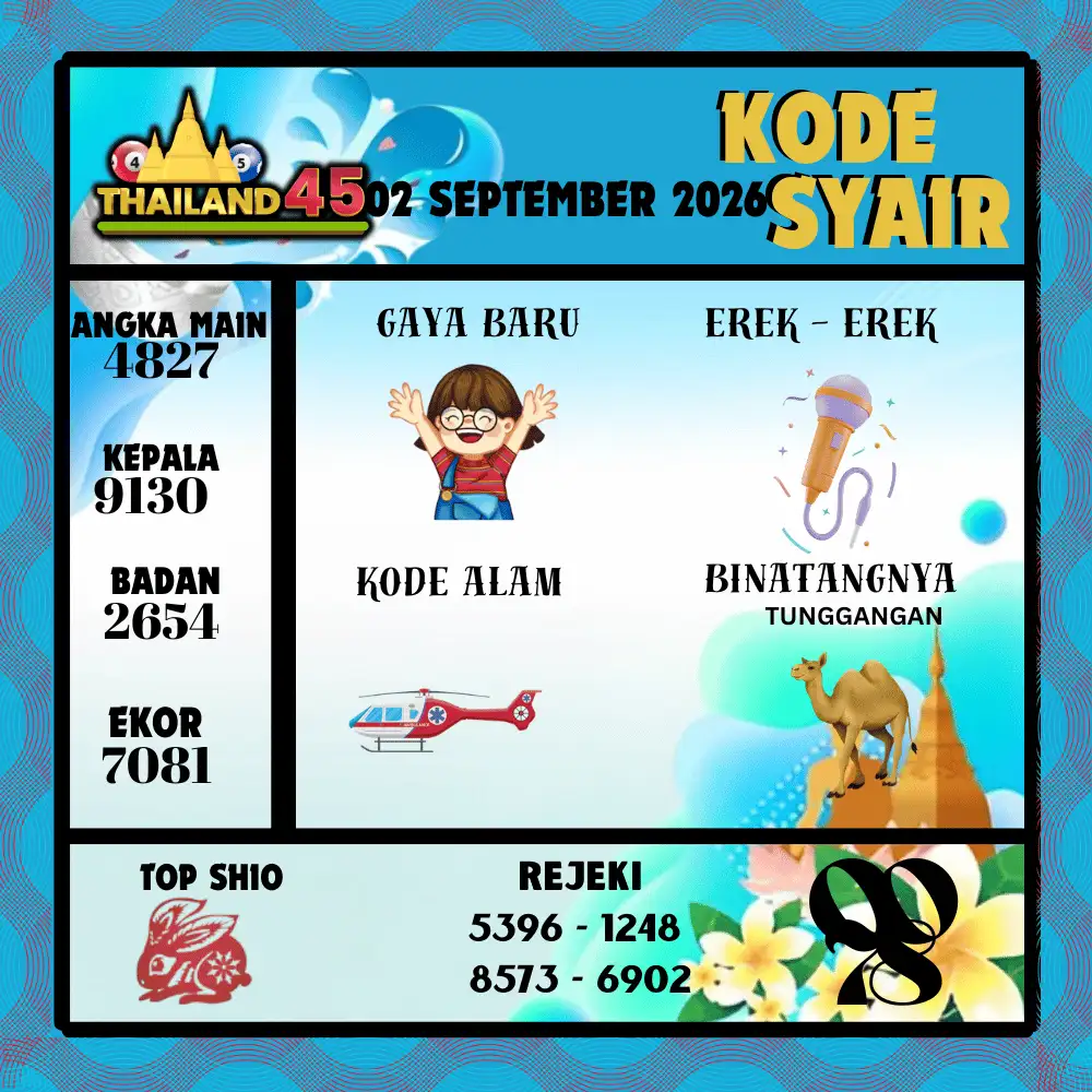 Kode Syair Thailand45  Pools - September 2026

