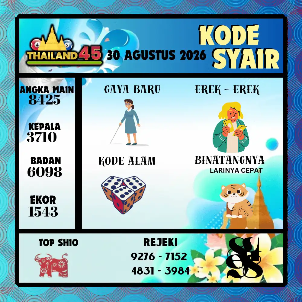 Kode Syair Thailand45  Pools - Agustus 2026
